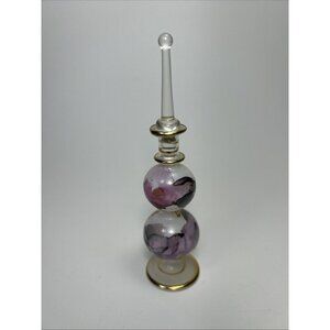 Egyptian hand blown glass perfume bottle gold Watercolour Design With Dauber